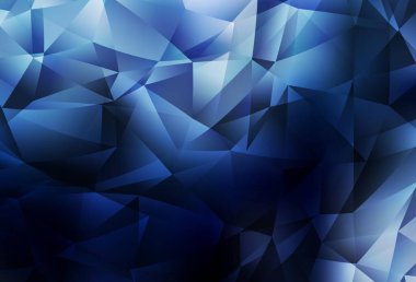 Koyu mavi vektör çokgen desen. Üçgenli parlak renkli çizimler. İşiniz için yepyeni bir tasarım..