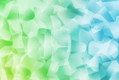 Açık mavi, yeşil vektör üçgen arkaplan. Üçgenli renkli soyut çizimler. Broşürünüz için yepyeni bir tasarım..