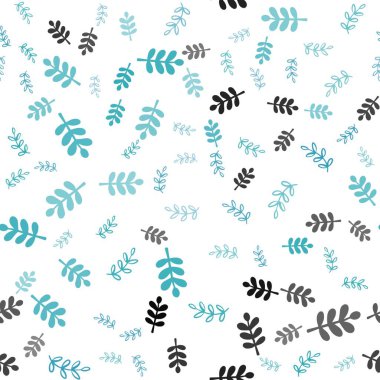 Hafif BLUE vektörsüz karalama arkaplanı, yapraklar, dallar. Origami tarzında yaprak ve dalların karalama çizimi. Kumaş ve duvar kağıtlarının dizaynı için desen.