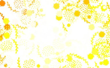 Açık Turuncu vektör doğal fon çiçekli, güllü. Çiçeklerle karalama tarzında renkli çizimler. Marka kitabınız için yeni şablon.