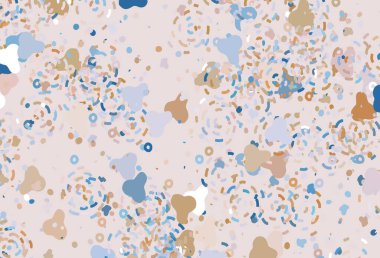 Açık mavi, Memphis şekilli sarı vektör arkaplan. Modern tarzda değişen renkli kaotik formlar. Web siteniz için basit tasarım.