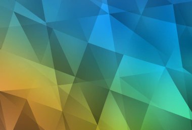 Açık mavi, sarı vektör soyut çokgen şablon. Soyut ve üçgenli renkli çizimler. Web siteniz için yeni bir doku.