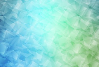 Açık mavi, yeşil vektör mozaik şablon. Zarif üçgenleri olan soyut çizimler. Pankartın için tamamen yeni bir şablon.