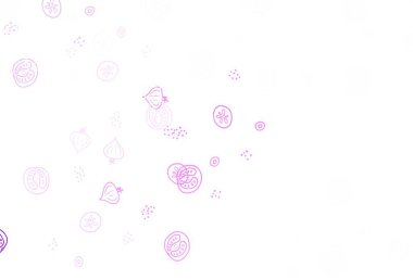 Açık mor, lezzetli atıştırmalıklarla pembe vektör dokusu. Renkli Fast Food çizimlerine sahip soyut bir arka plan. Reklam, poster, kafeler veya restoranlar için tasarım.