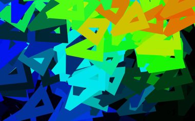 Koyu mavi, kristalli yeşil vektör şablonu, üçgenler. Renkli üçgenlerin olduğu bir resim. İniş sayfası için modern şablon.