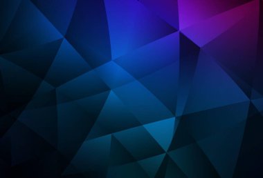 Koyu pembe, mavi vektör eğimli üçgen şablon. Gradyanı olan üçgen geometrik örnek. İşiniz için yepyeni bir tasarım..