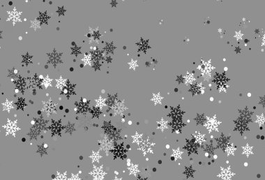Güzel kar taneleri olan açık gri vektör arka planı. Buz kristalleri ile soyut resimleme. İş ilanı için yeni yıl tasarımı.
