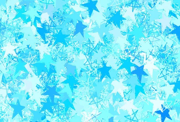 Fondo Vectorial Luz Azul Con Estrellas Pequeñas Grandes Ilustración Abstracta — Archivo Imágenes Vectoriales