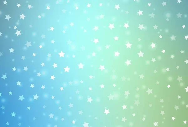 Светло Голубая Зеленая Векторная Текстура Цветными Снежинками Звездами Современная Геометрическая — стоковый вектор