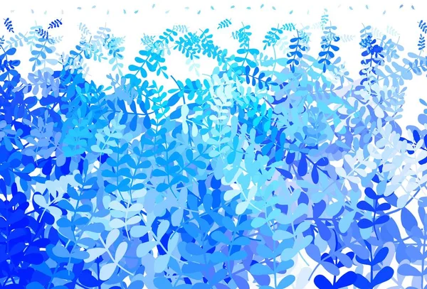 Patrón Garabato Vectorial Azul Claro Con Hojas Ilustración Colores Brillantes — Vector de stock