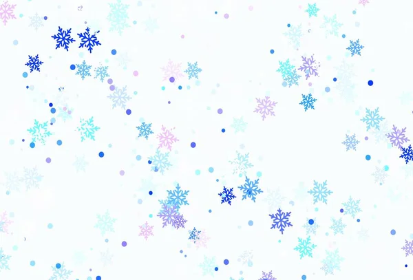 Lichtroze Blauwe Vectorlay Out Met Heldere Sneeuwvlokken Schitterende Kleurrijke Illustratie — Stockvector