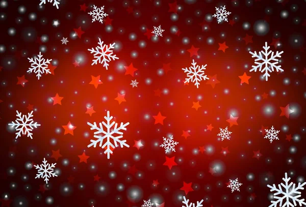 Padrão Vetor Vermelho Escuro Com Flocos Neve Natal Estrelas Ilustração — Vetor de Stock