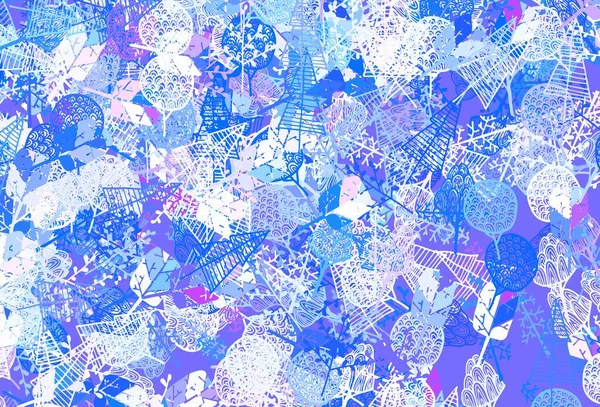 Modèle Gribouillage Vectoriel Bleu Clair Rouge Avec Arbres Branches Illustration — Image vectorielle