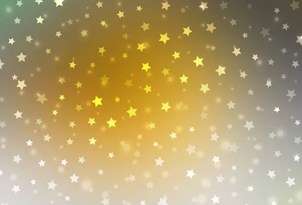 Textura Vectorial Amarillo Oscuro Con Copos Nieve Colores Estrellas Diseño — Vector de stock