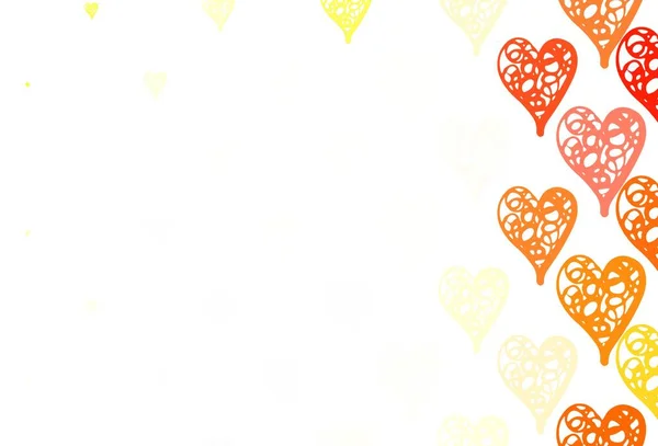明るい赤 美しい心を持つ黄色のベクトルテクスチャ バレンタインスタイルでグラデーションの心を持つスマートイラスト バレンタイン広告や小冊子のパターン — ストックベクタ