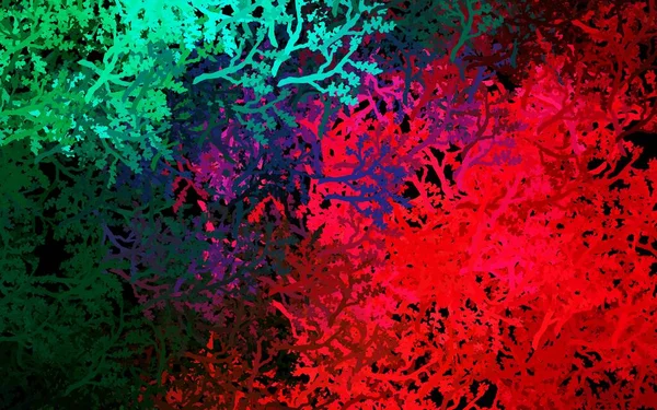 Dunkelgrüne Rote Vektorkulisse Mit Bäumen Ästen Neue Farbenfrohe Illustration Doodle — Stockvektor