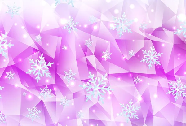 Plantilla Vectorial Rosa Claro Con Copos Nieve Hielo Estrellas Diseño — Archivo Imágenes Vectoriales