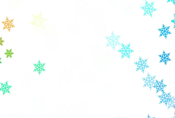 Azul Claro Layout Vetorial Amarelo Com Flocos Neve Brilhantes Estrelas — Vetor de Stock