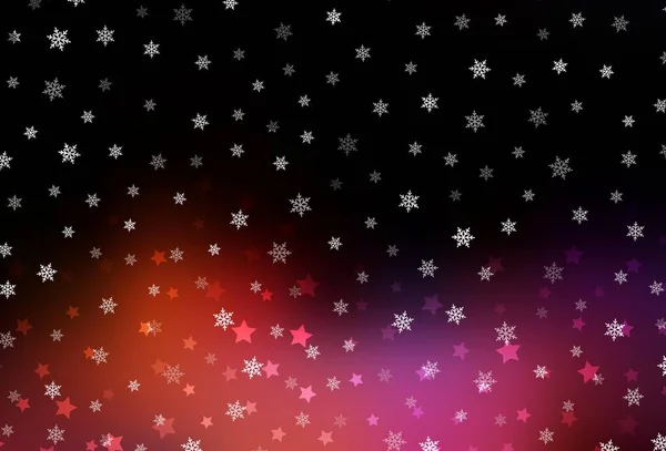 Azul Oscuro Patrón Vector Rojo Con Copos Nieve Navidad Estrellas — Vector de stock