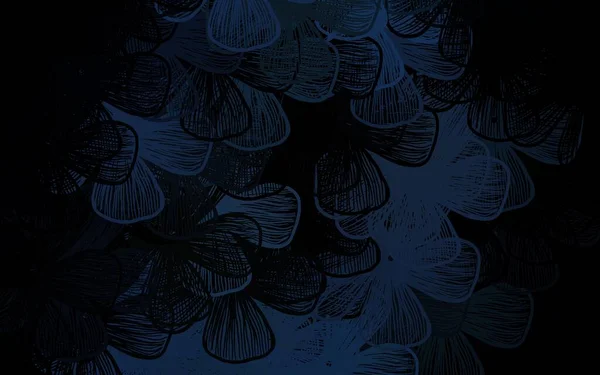 Темний Blue Векторний Каракулітний Візерунок Деревами Гілками Ілюстрація Різнокольоровими Абстрактними — стоковий вектор