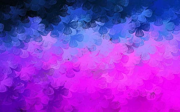 Tmavá Růžová Modrá Vektorová Textura Stromy Větvemi Abstraktní Ilustrace Květinami — Stockový vektor