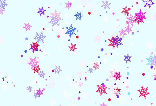 Light Blue Red Vector Layout Bright Snowflakes Shining Colorful Illustration — Stock Vector
