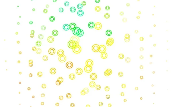 Světle Zelená Žlutá Vektorová Šablona Kruhy Třpytivé Abstraktní Ilustrace Rozmazanými — Stockový vektor