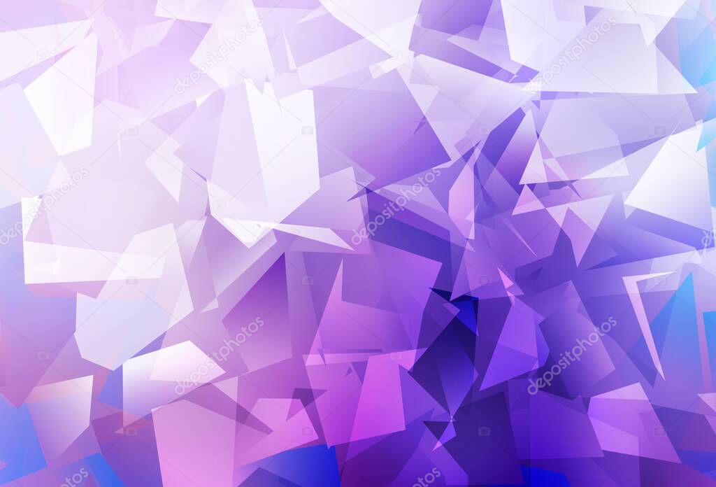 Light Purple, Pink vector abstract mosaic backdrop. Polygonal abstract illustration with gradient. Triangular pattern for your design.