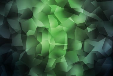 Koyu yeşil vektör eğimli üçgen dokusu. Zarif üçgenleri olan soyut çizimler. Broşürünüz için yepyeni bir tasarım..