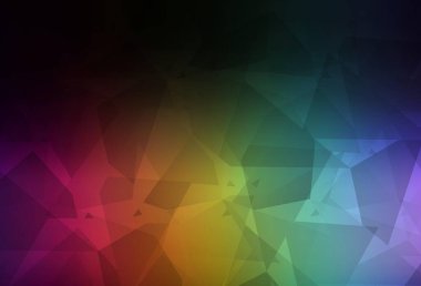 Soyut çokgen içeren koyu renkli vektör arkaplanı. Modern tarzda değişen renkli kaotik formlar. Bir cep telefonu için arka plan.