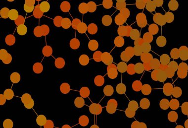 Koyu turuncu vektör arka planı ve yapay zeka formları. Yapay zekanın bağlantı ve noktalarıyla soyut illüstrasyon. Siber yeniliklerin tasviri için tasarım.