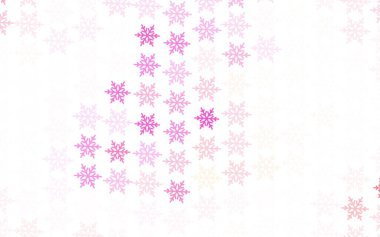 Açık kırmızı, buz taneli sarı vektör şablonu, yıldızlar. Kar taneleriyle modern geometrik soyut çizim. Yeni yıl reklamı için tasarım, kitapçıklar.