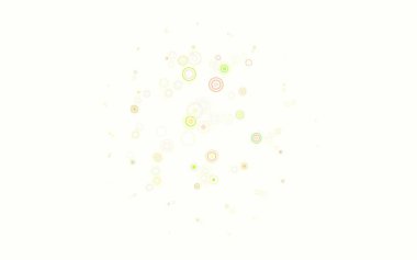 Kabarcıklı hafif turuncu vektör arka planı. Doğa tarzında bulanık halkaları olan güzel renkli çizimler. Reklamlar, broşürler için desen.