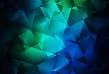 Koyu mavi, yeşil vektör mozaik şablon. Çokgen şekilli bir örnek. Dizaynınız için üçgen desen.