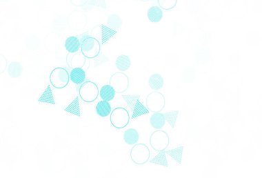 Açık mavi, çemberli çokgen biçimli yeşil vektör arkaplan. Renkli noktalı modern soyut çizimler. İniş sayfası için modern şablon.