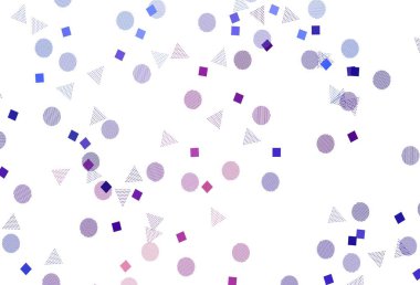 Açık mavi, kristalli kırmızı vektör şablonu, daireler, kareler. Renkli daireler, üçgenler, dikdörtgenler. Web siteleri için desen.