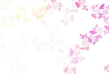 Açık pembe, kaotik şekilli sarı vektör şablonu. Soyut gradyan şekilli basit renkli çizimler. Duvar kağıtları için zarif tasarım.