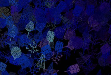 Koyu mavi, yeşil vektör karalama desenli ağaçlar, dallar. Origami tarzında ağaçlarla karalama çizimi. İş tasarımınız için yepyeni bir tarz.