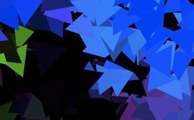 Koyu mavi, kırmızı vektör şablonu, kristaller, üçgenler. Soyut arkaplanda renkli eğimli üçgenler. Kartvizitiniz için modern tasarım.