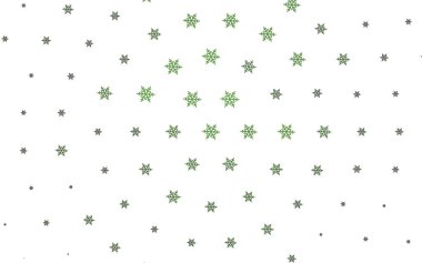 Açık yeşil vektör arka planı, güzel kar taneleri, yıldızlar. Gradyan kristal buz formlarıyla soyut çizimler. Yeni Yıl web siteleri için desen.