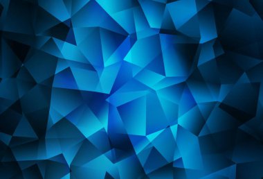 Koyu mavi üçgen mozaik doku. Üçgenli renkli soyut çizimler. Bir markanın arkaplanı için desen.