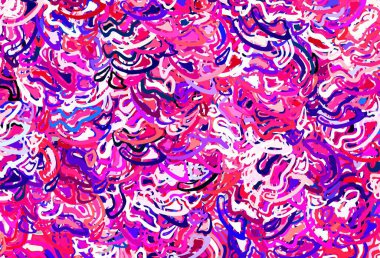 Memphis şekilli açık pembe vektör arkaplan. Renkli rastgele şekillerle modern soyut illüstrasyon. Duvar kağıtları için zarif tasarım.