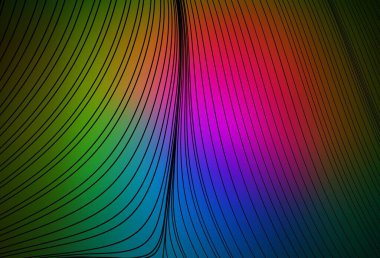 Koyu pembe, eğri çizgileri olan yeşil vektör dokusu. Basit çizgilerle renkli gradyan çizimi. Tasarımınız için basit şablon.