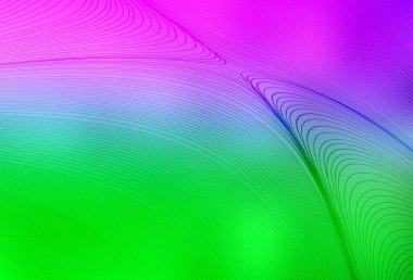 Açık pembe, kıvrımlı çizgileri olan yeşil vektör deseni. Basit eğri biçiminde parlak renkli bir illüstrasyon. İş tasarımınız için şablon.