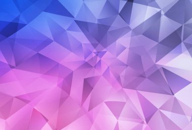 Açık Mor, Pembe vektör çokgen çizimi. Üçgenli parlak renkli çizimler. Bir markanın arkaplanı için desen.