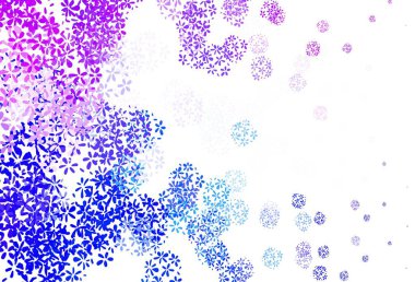 Açık pembe, yapraklı mavi vektör zarif duvar kağıdı. Origami tarzındaki yaprakların gradyanlı karalama çizimi. Web siteleri ve pankartlar için desenli desen.