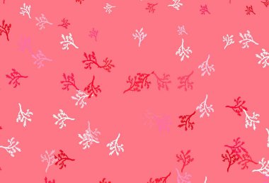 Açık kırmızı vektör zarif desenli sakura. Yapraklar ve dallarla karalama tarzında renkli çizimler. Duvar kağıtları, boyama kitapları için desen.