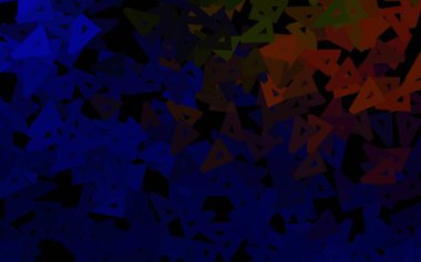 Koyu mavi, kristalleri ve üçgenleri olan sarı vektör şablonu. Üçgenli soyut gradyan çizimi. Web siteniz için basit tasarım.