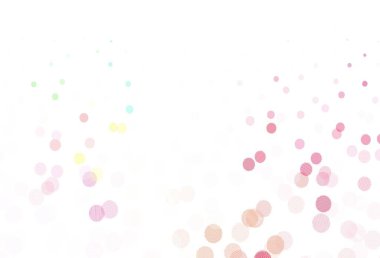 Açık Pembe, daireli sarı vektör şablonu. Renkli su damlaları olan modern soyut çizimler. Duvar kağıtlarının dokusu için desen.