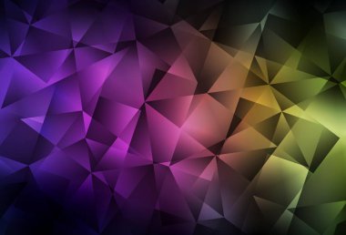 Koyu pembe, sarı vektör eğimli üçgen desen. Çokgen biçiminde, gradyan ile renkli çizimler. Bir markanın arkaplanı için desen.